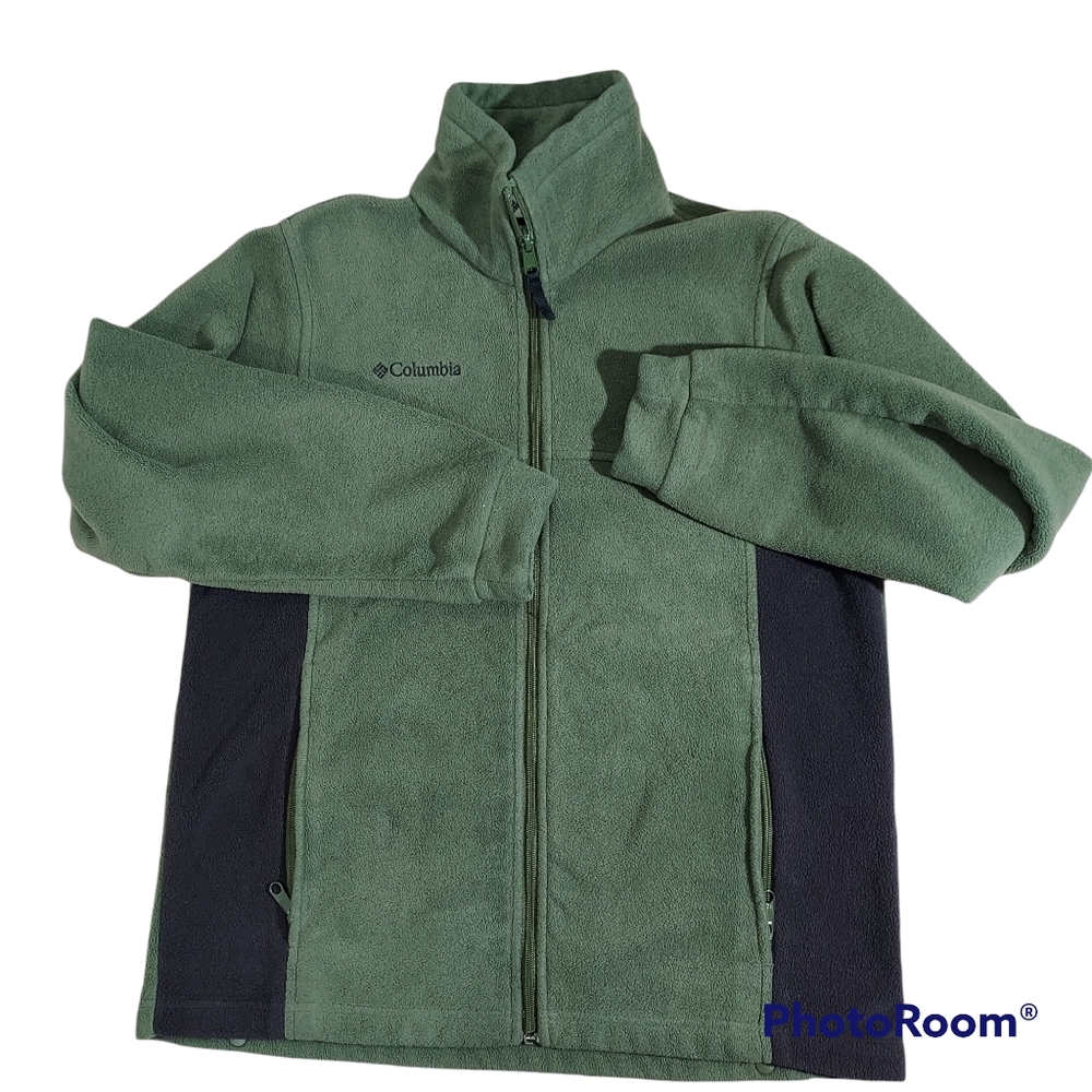 Columbia Green black zipper fleece jacket 14/16